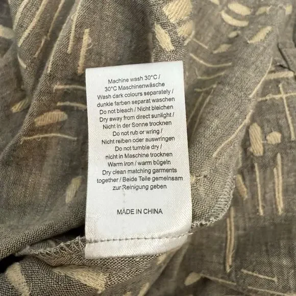 Poetry Top Womens 14 Tan Beige Linen Cotton Boxy Lagenlook Artsy Embroidered - Picture 13 of 14